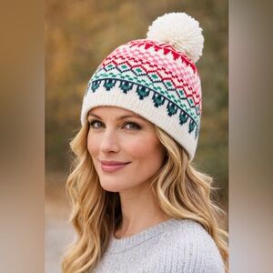 GAP Women’s Multicolor Knit Pom-Pom Hat NWT
